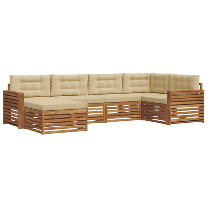 Set di divani da esterno con cuscino 6 pcs Naturale e Beige | homemem39