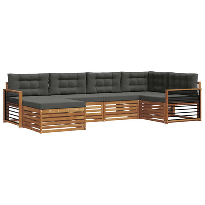 Set di divani da esterno con cuscino 6 pcs Naturale e Antracite