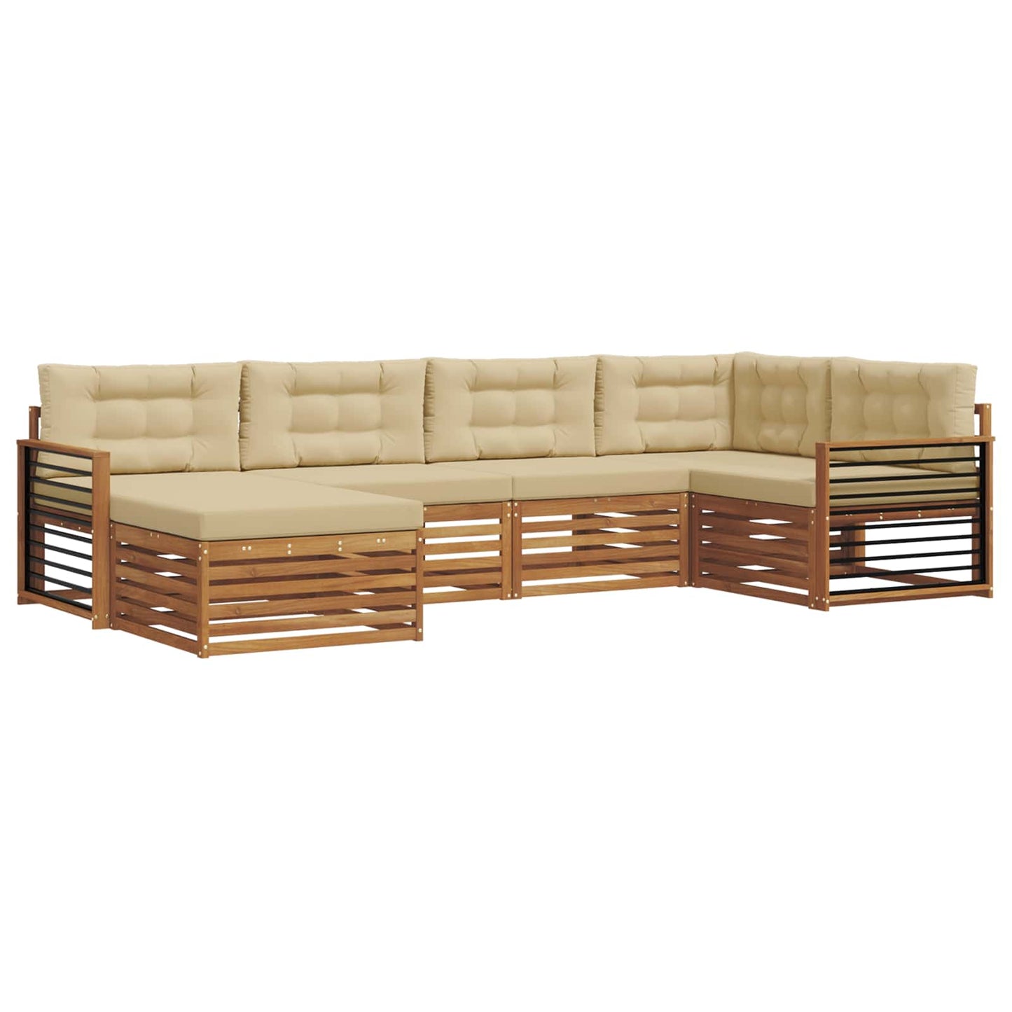 Set di divani da esterno con cuscino 6 pcs Naturale e Beige | homemem39