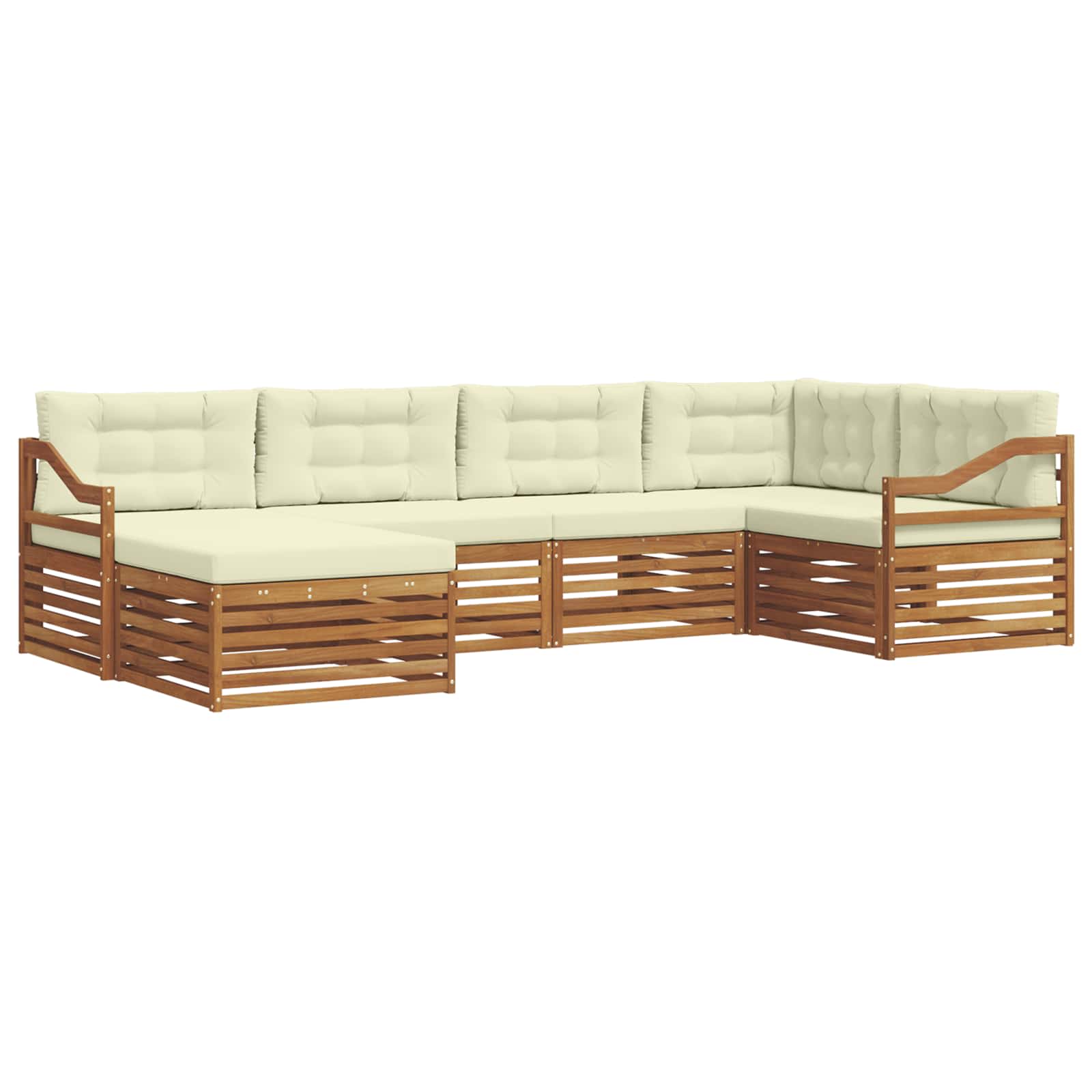 Set di divani da esterno con cuscino 6 pcs Naturale e Crema | homemem39