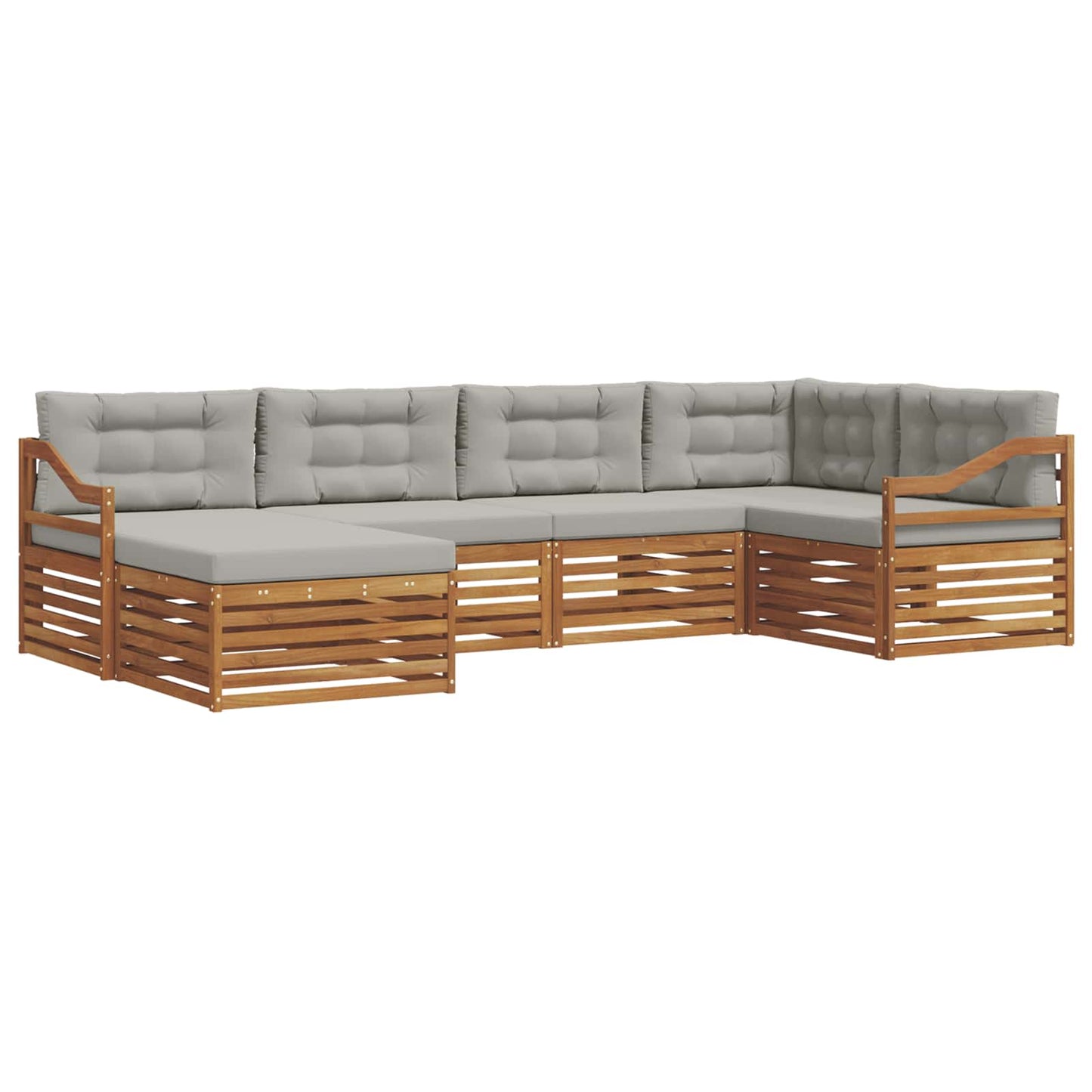 Set di divani da esterno 6 pcs Grigio Naturale e Chiaro