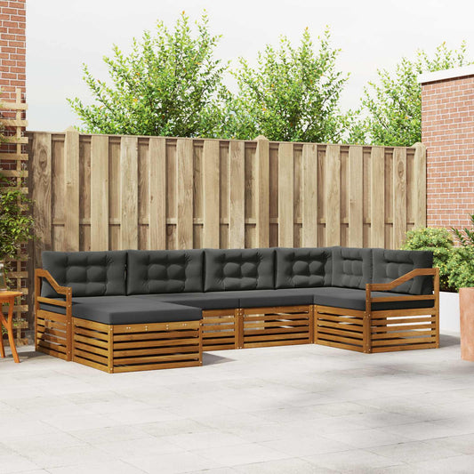 Set di divani da esterno con cuscino 6 pcs Naturale e Antracite
