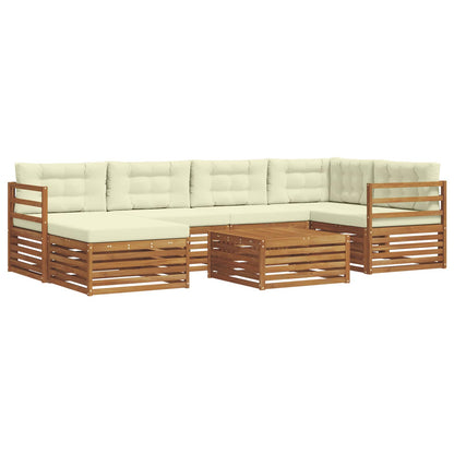 Set di divani da esterno con cuscino 7 pcs Naturale e Crema | homemem39