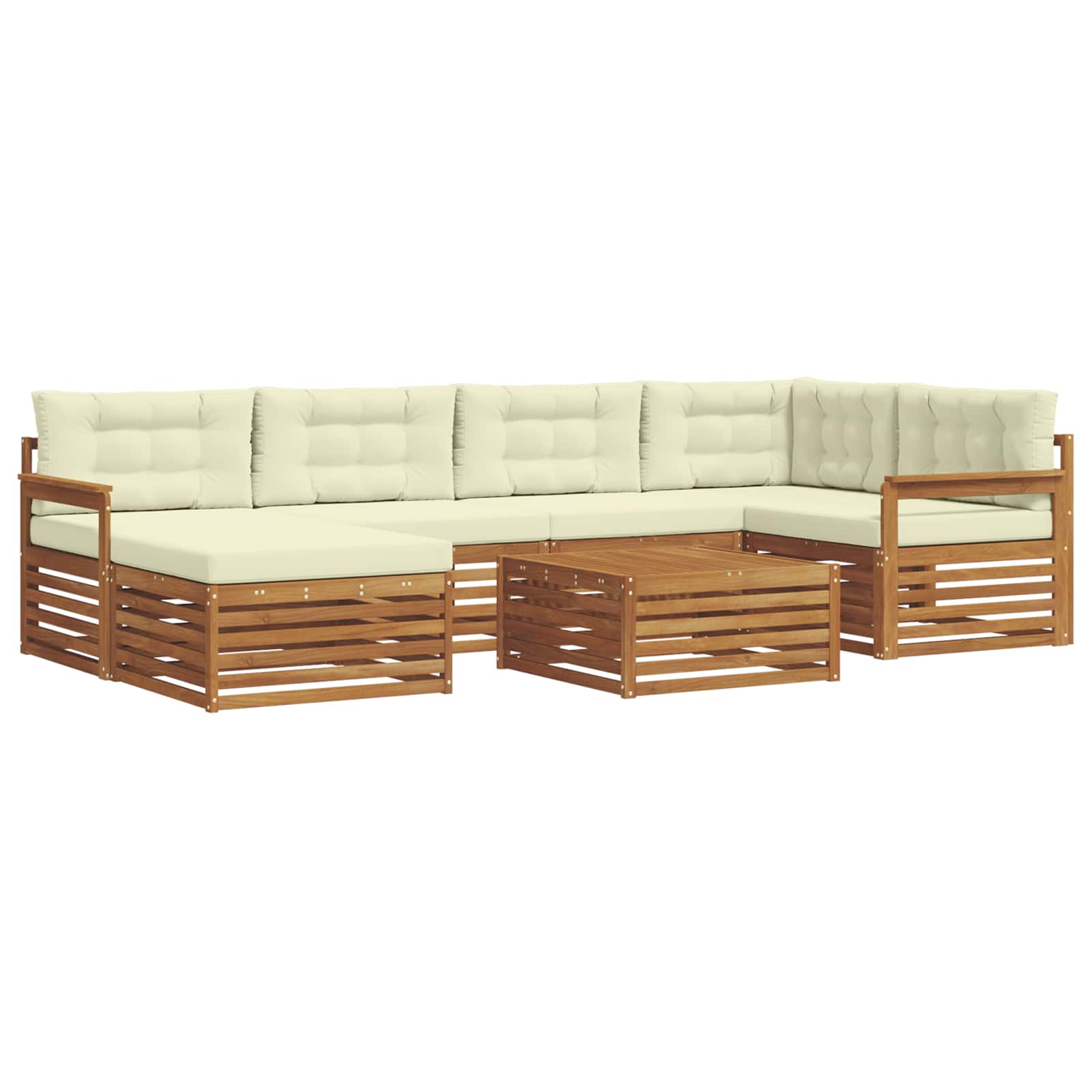 Set di divani da esterno con cuscino 7 pcs Naturale e Crema | homemem39