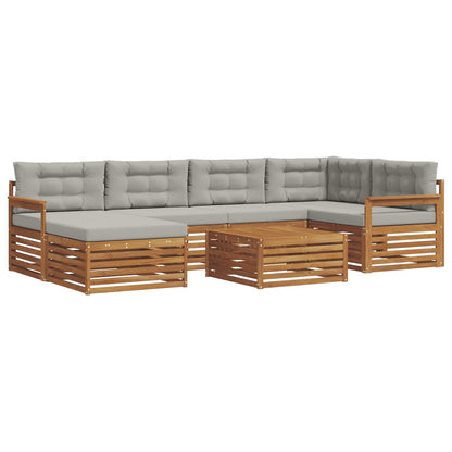 Set di divani da esterno 7 pcs Grigio Naturale e Chiaro | homemem39