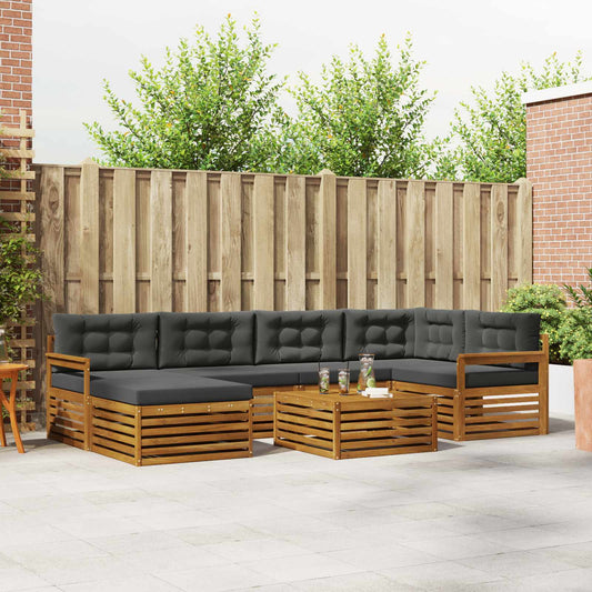 Set di divani da esterno con cuscino 7 pcs Naturale e Antracite | homemem39