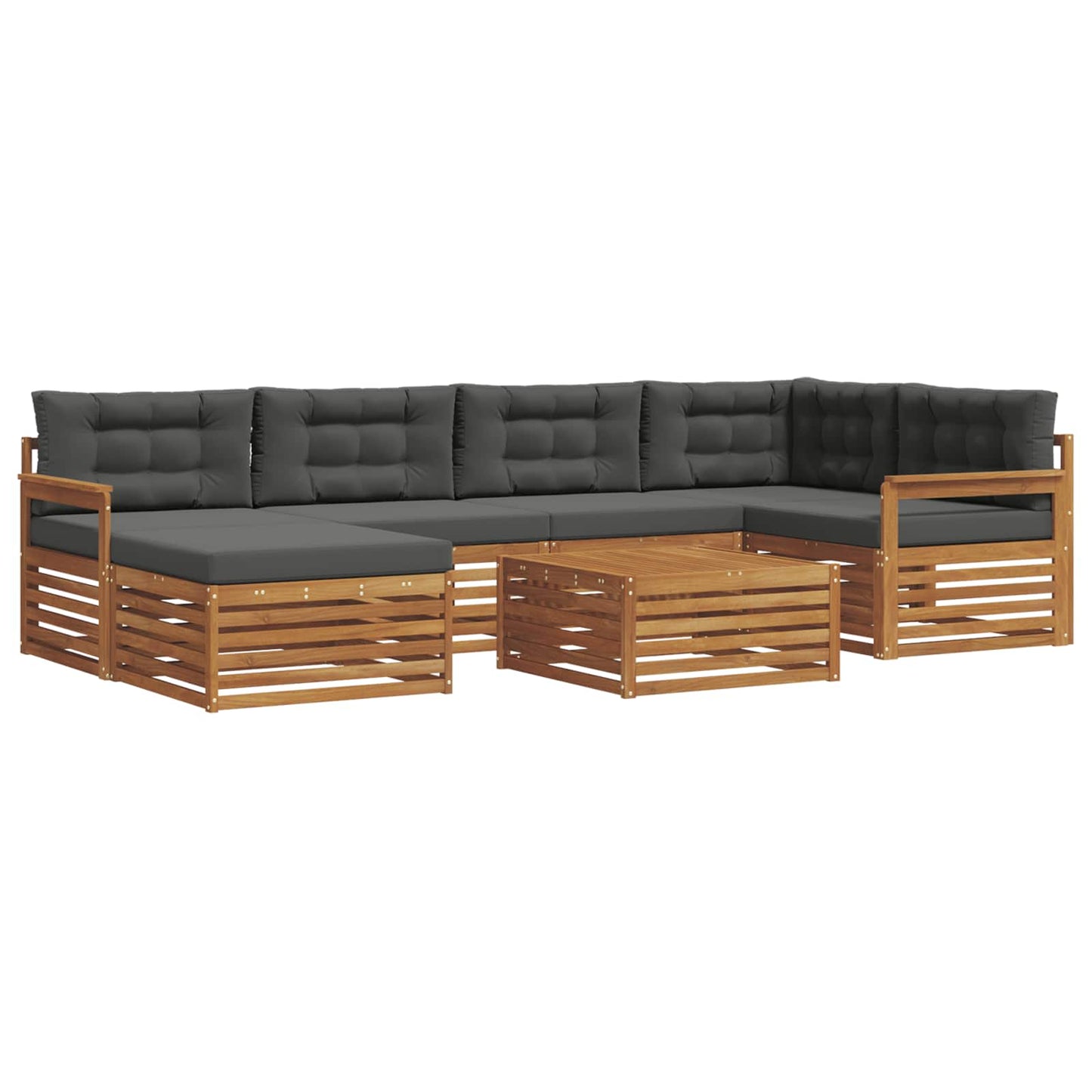 Set di divani da esterno con cuscino 7 pcs Naturale e Antracite | homemem39