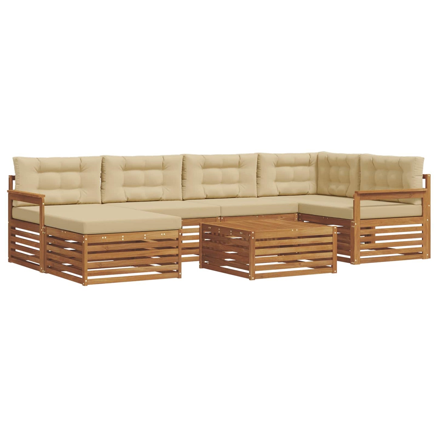 Set di divani da esterno con cuscino 7 pcs Naturale e Beige