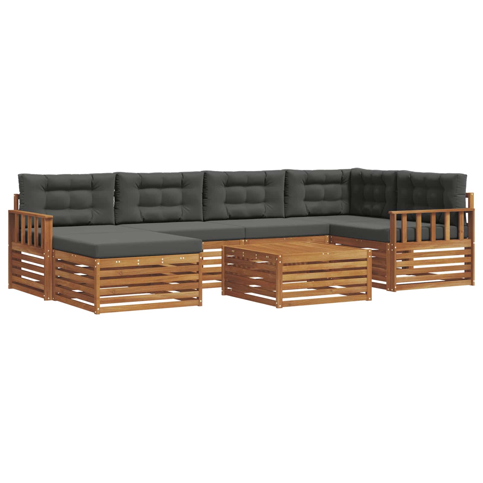 Set di divani da esterno con cuscino 7 pcs Naturale e Antracite | homemem39
