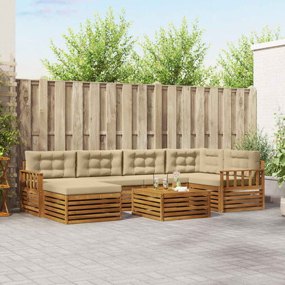 Set di divani da esterno con cuscino 7 pcs Naturale e Beige