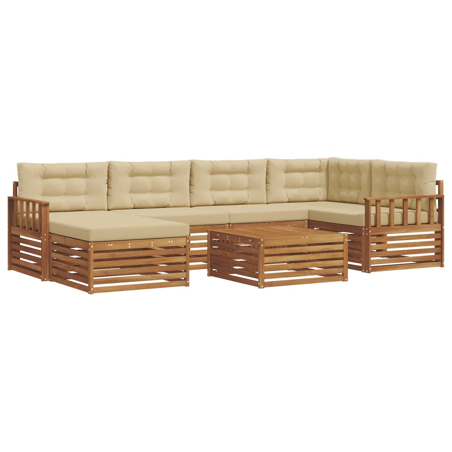 Set di divani da esterno con cuscino 7 pcs Naturale e Beige
