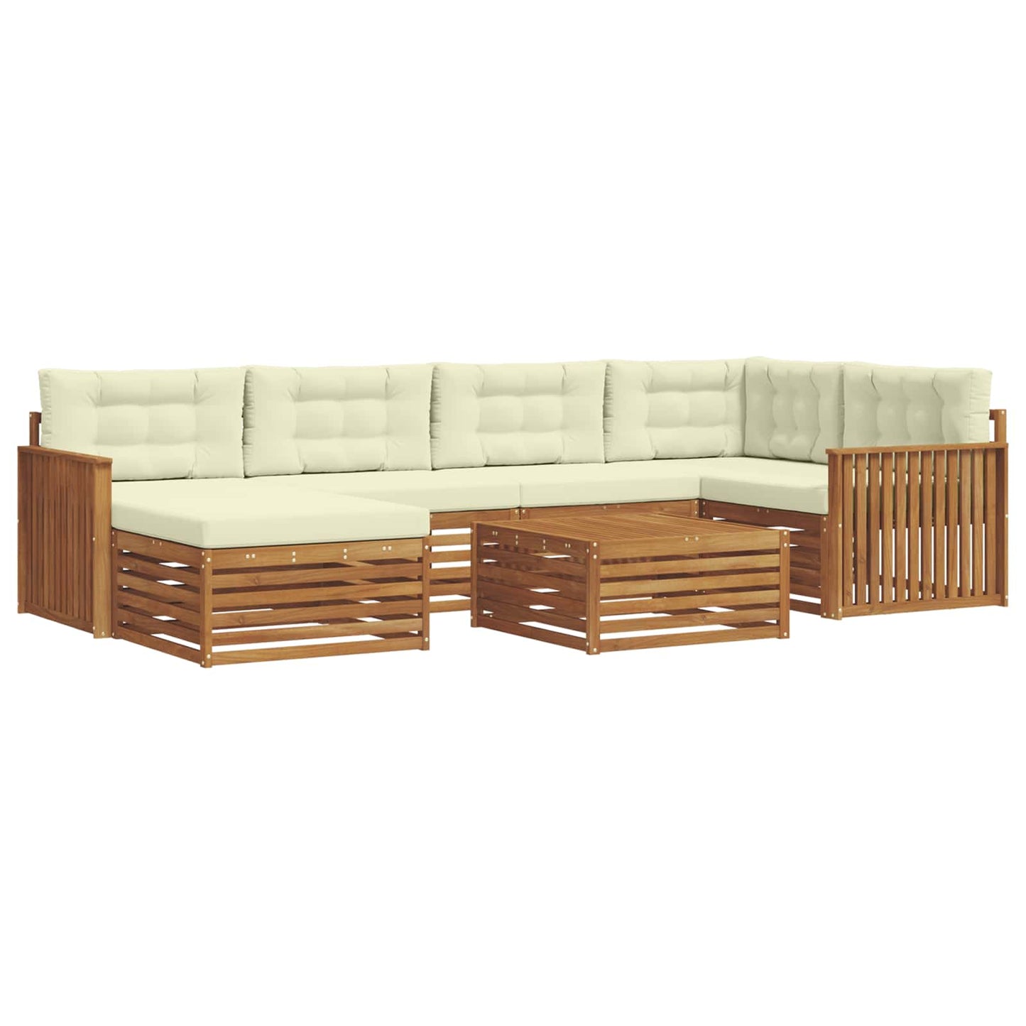 Set di divani da esterno con cuscino 7 pcs Naturale e Crema | homemem39