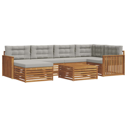 Set di divani da esterno 7 pcs Grigio Naturale e Chiaro