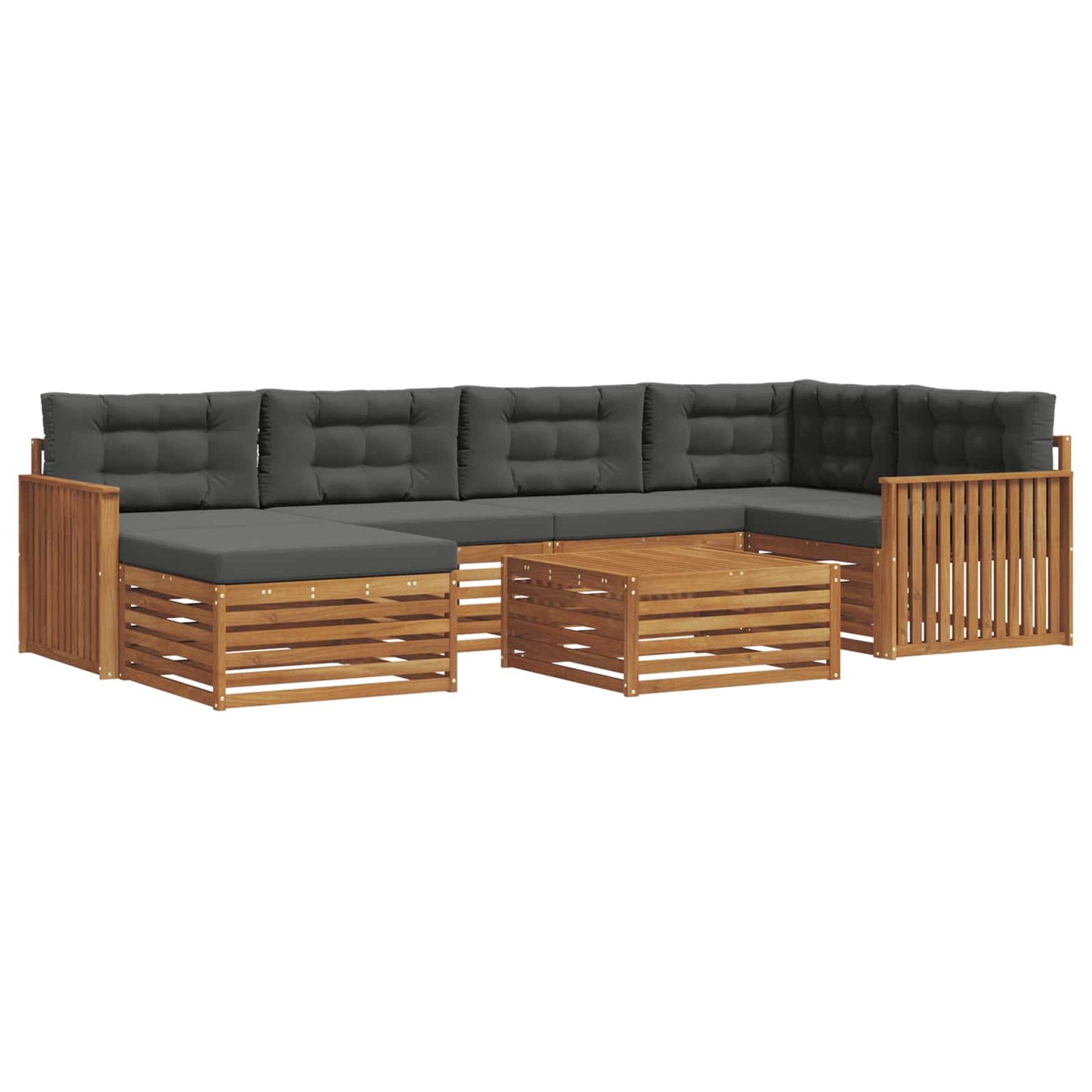Set di divani da esterno con cuscino 7 pcs Naturale e Antracite | homemem39