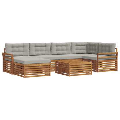 Set di divani da esterno 7 pcs Grigio Naturale e Chiaro | homemem39