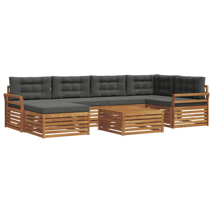 Set di divani da esterno con cuscino 7 pcs Naturale e Antracite | homemem39
