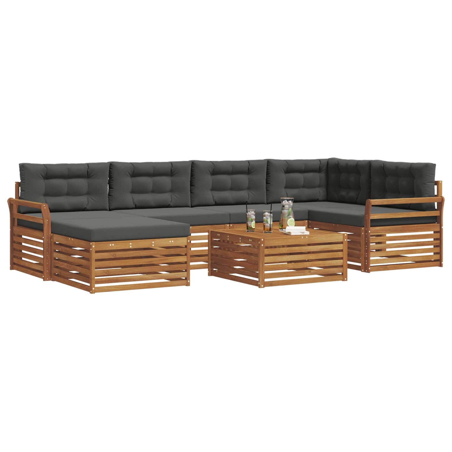 Set di divani da esterno con cuscino 7 pcs Naturale e Antracite | homemem39
