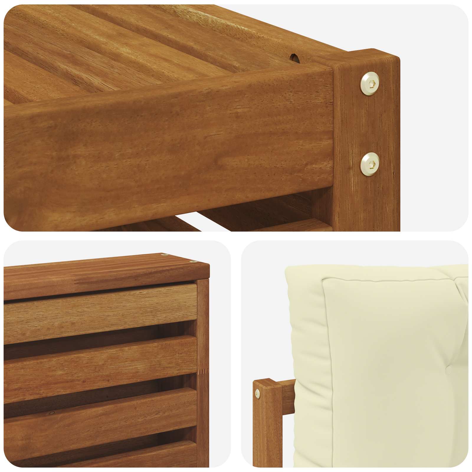 Set di divani da esterno con cuscino 7 pcs Naturale e Crema | homemem39