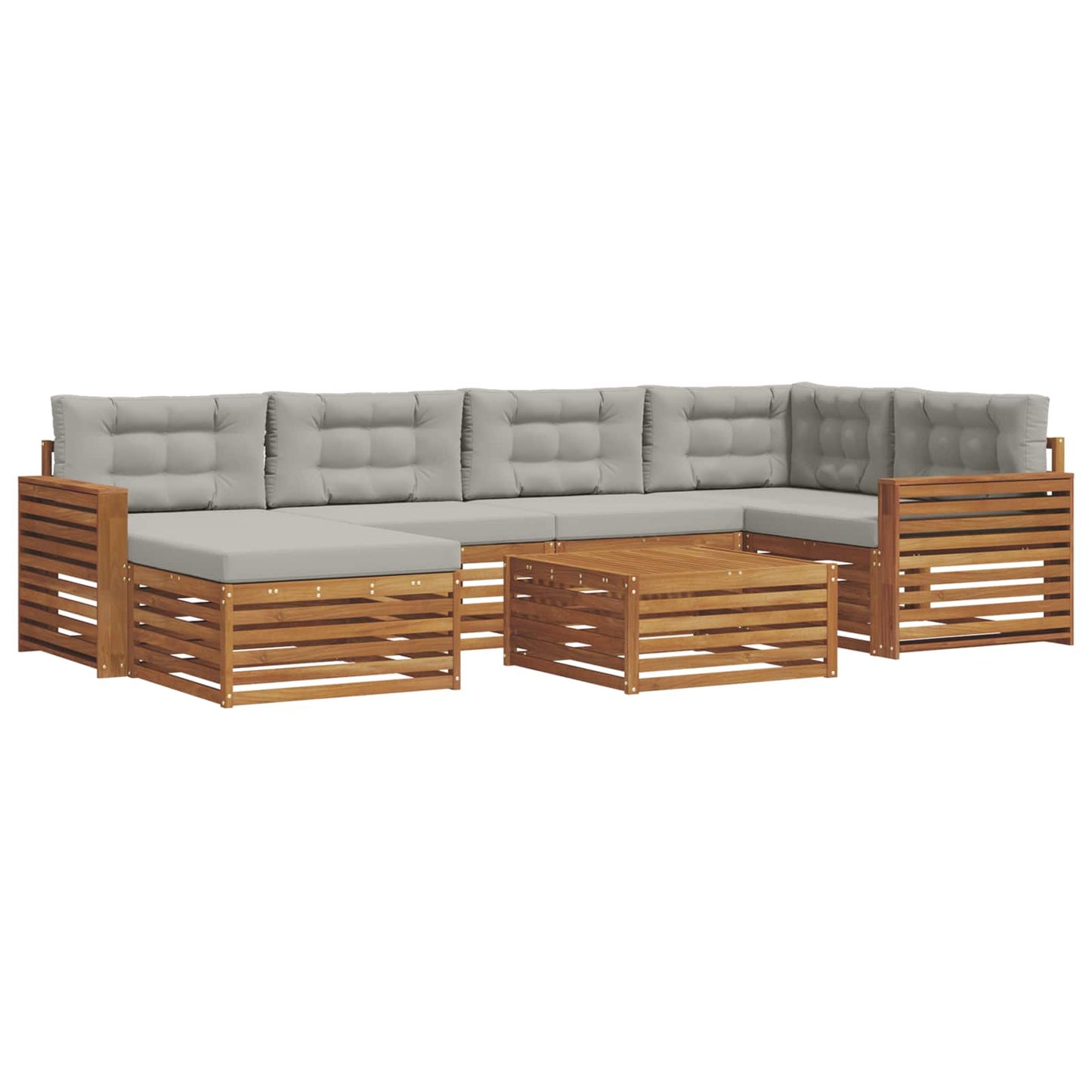Set di divani da esterno 7 pcs Grigio Naturale e Chiaro | homemem39