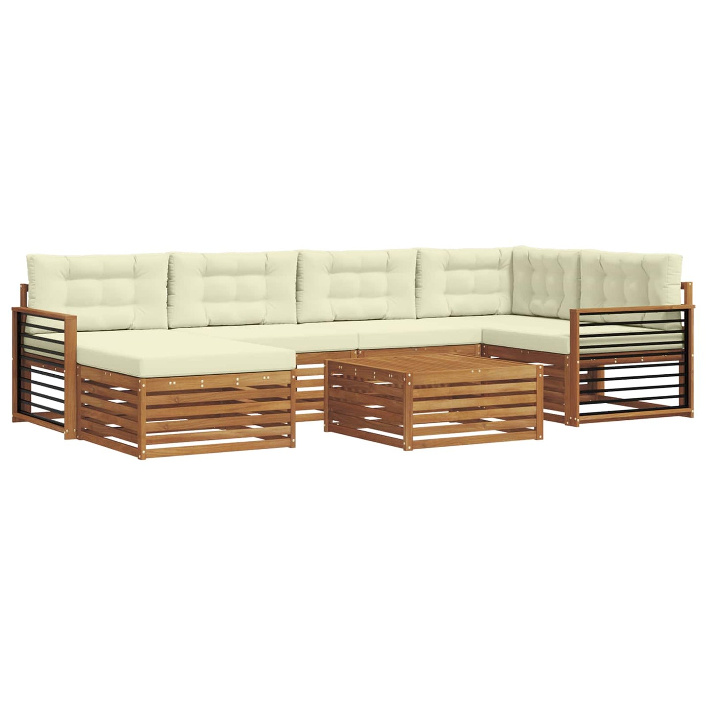 Set di divani da esterno con cuscino 7 pcs Naturale e Crema