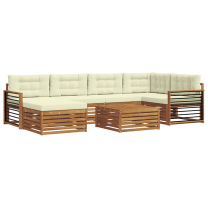 Set di divani da esterno con cuscino 7 pcs Naturale e Crema