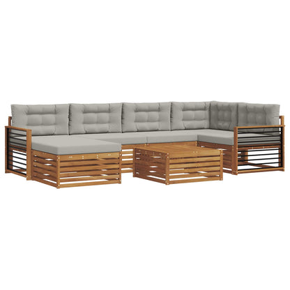 Set di divani da esterno 7 pcs Grigio Naturale e Chiaro | homemem39
