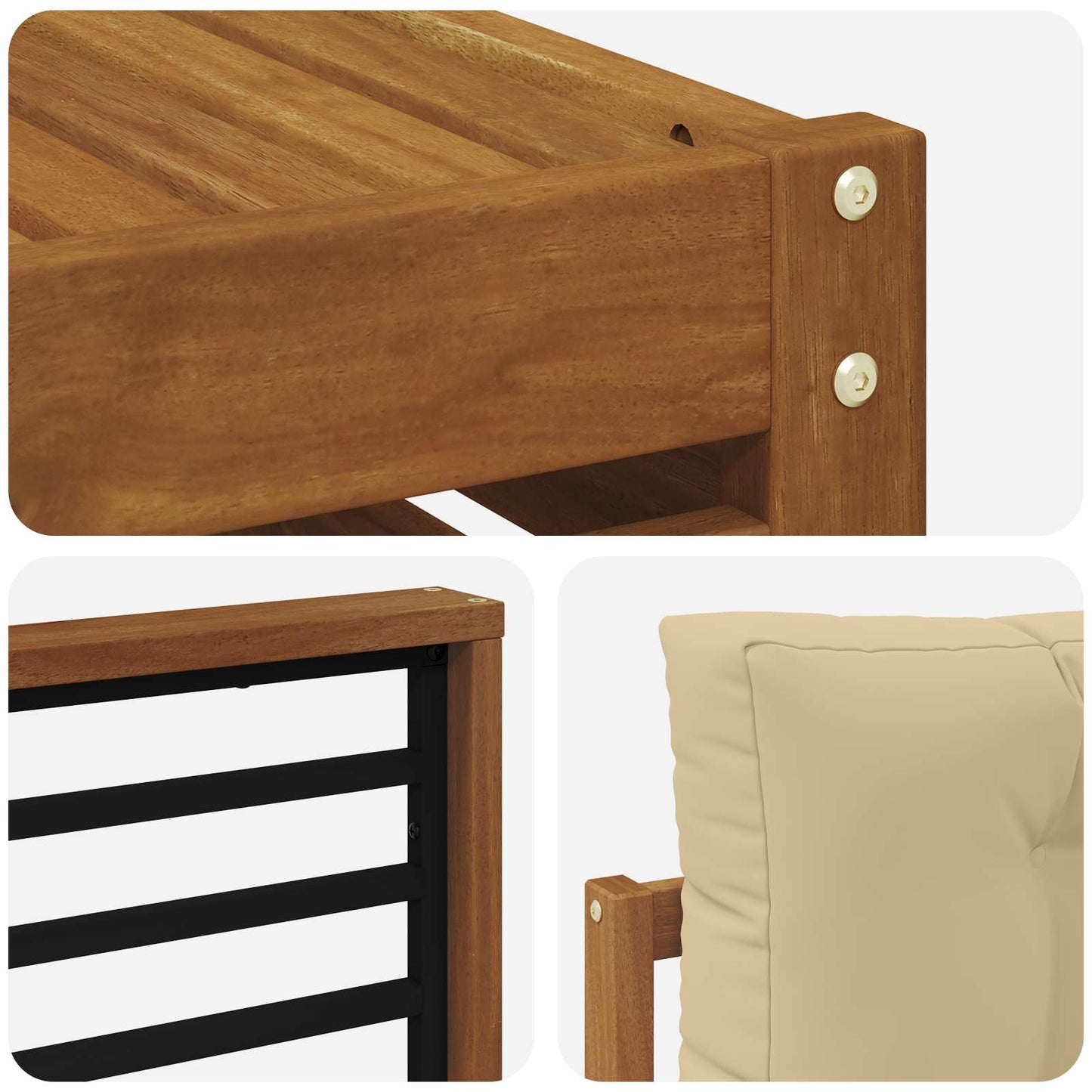 Set di divani da esterno con cuscino 7 pcs Naturale e Beige | homemem39