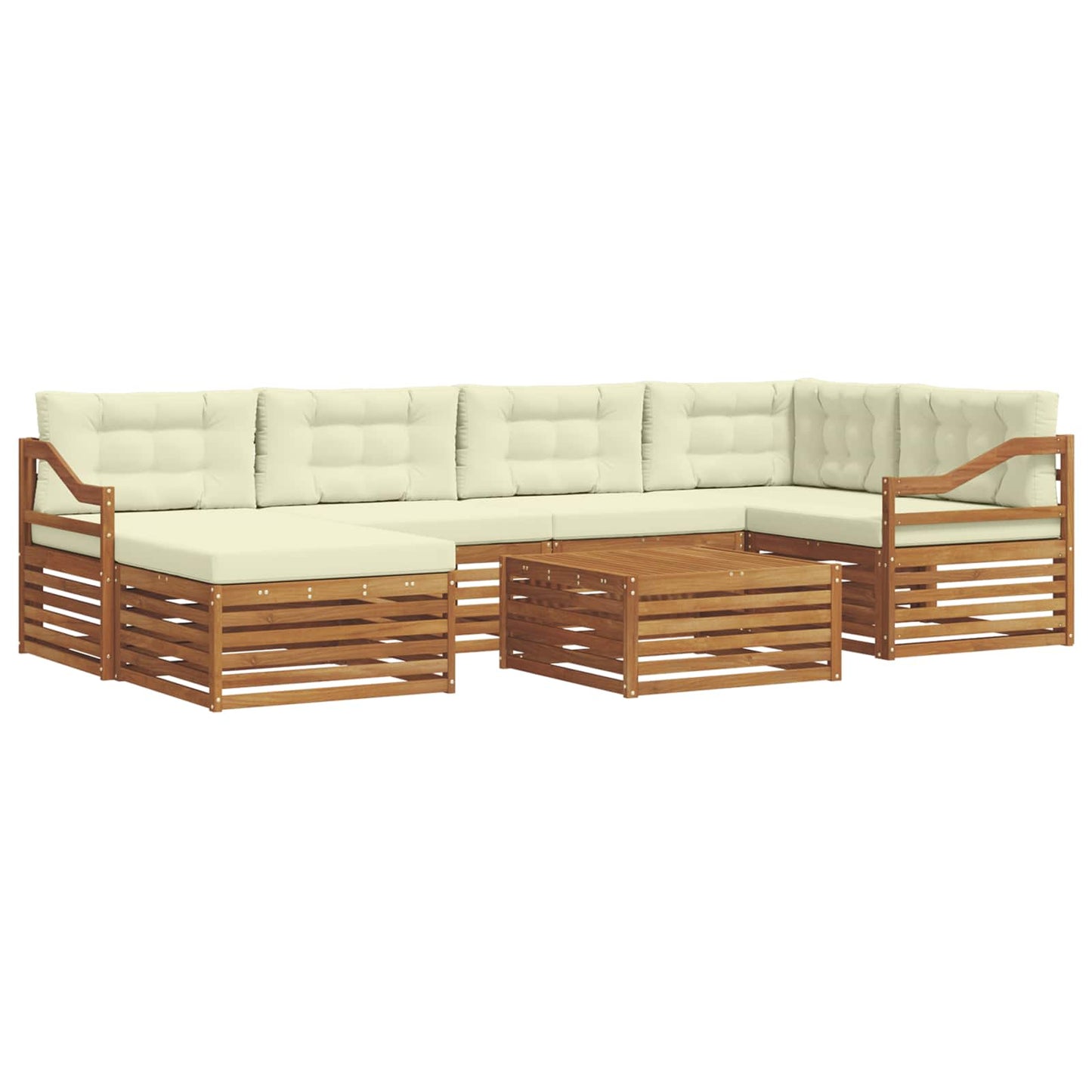 Set di divani da esterno con cuscino 7 pcs Naturale e Crema | homemem39