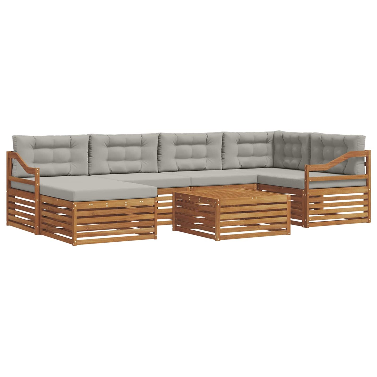 Set di divani da esterno 7 pcs Grigio Naturale e Chiaro | homemem39