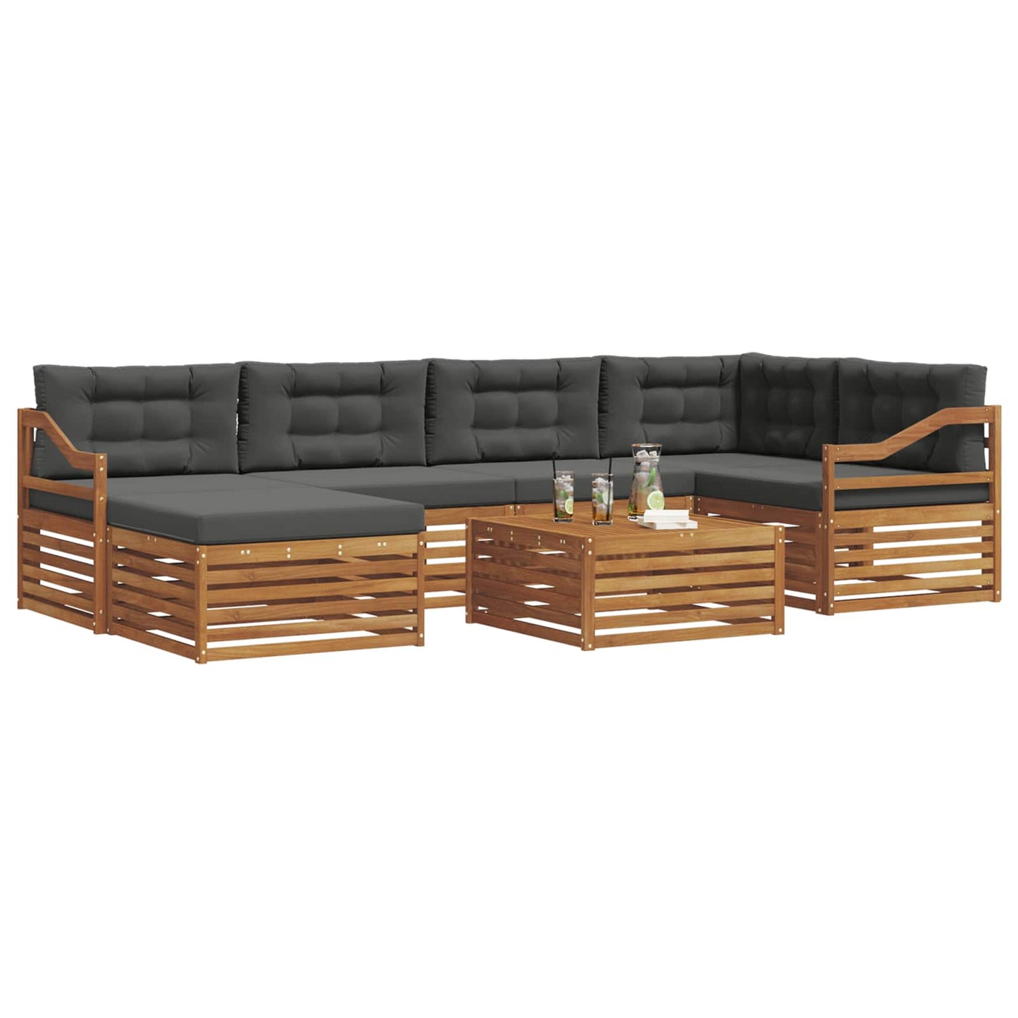 Set di divani da esterno con cuscino 7 pcs Naturale e Antracite