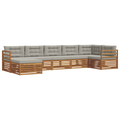 Set di divani da esterno 7 pcs Grigio Naturale e Chiaro | homemem39