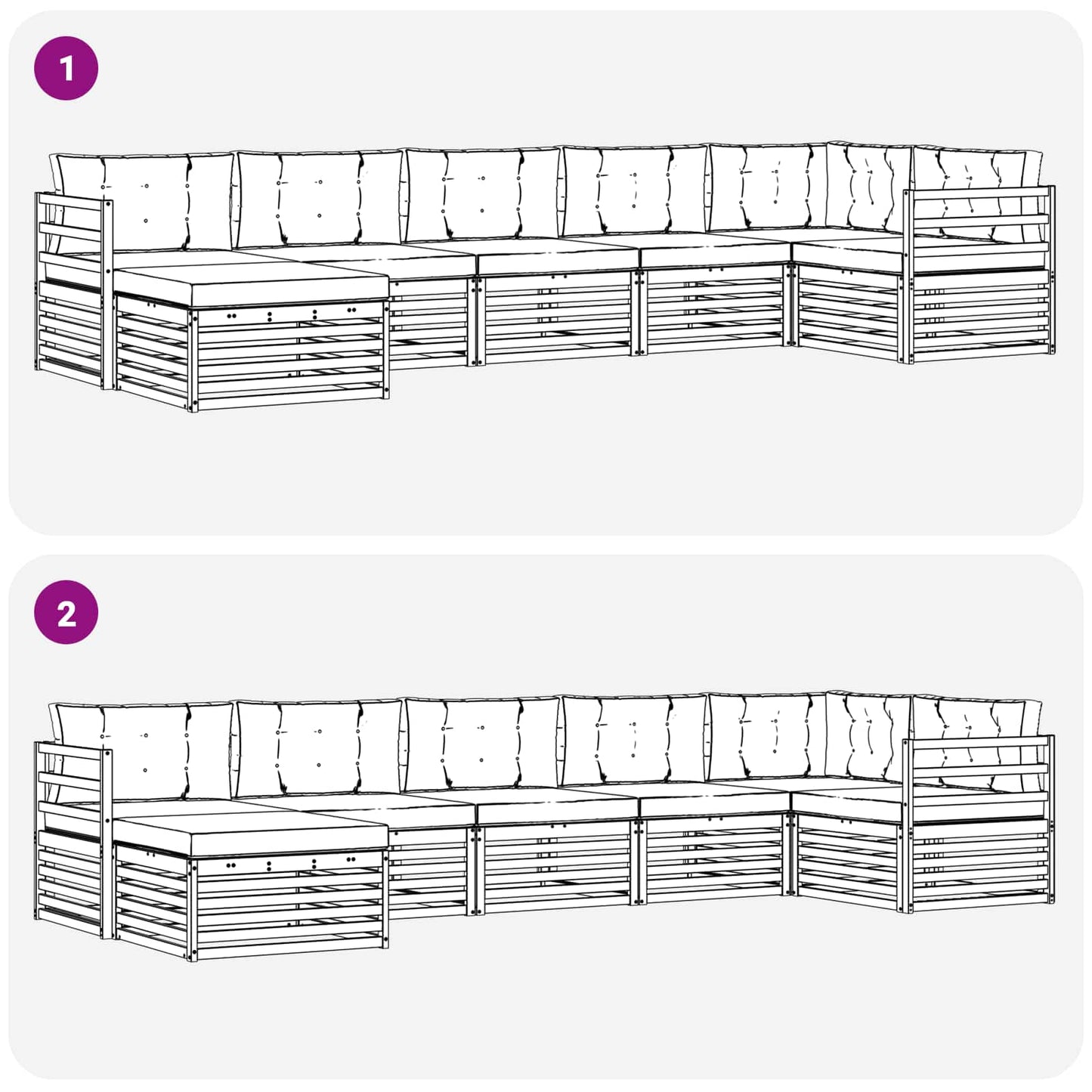 Set di divani da esterno 7 pcs Grigio Naturale e Chiaro | homemem39