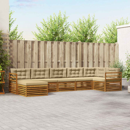 Set di divani da esterno con cuscino 7 pcs Naturale e Beige