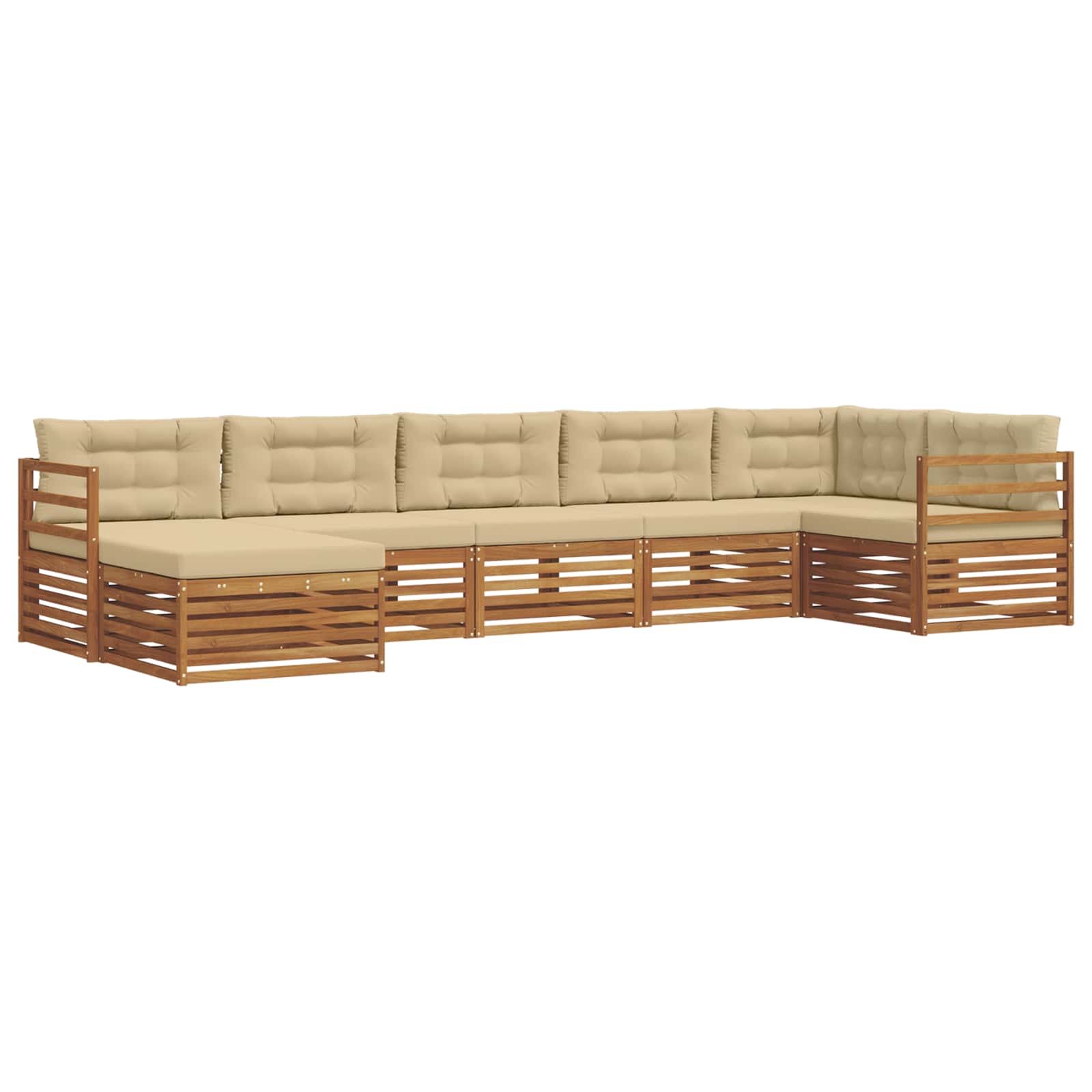 Set di divani da esterno con cuscino 7 pcs Naturale e Beige | homemem39