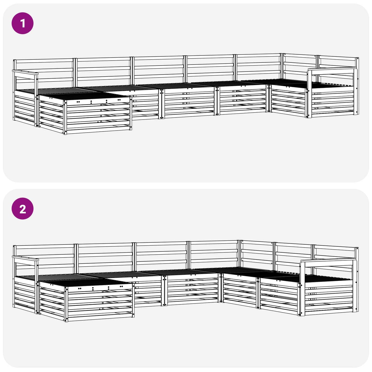 Set di divani da esterno 7 pcs Naturale | homemem39