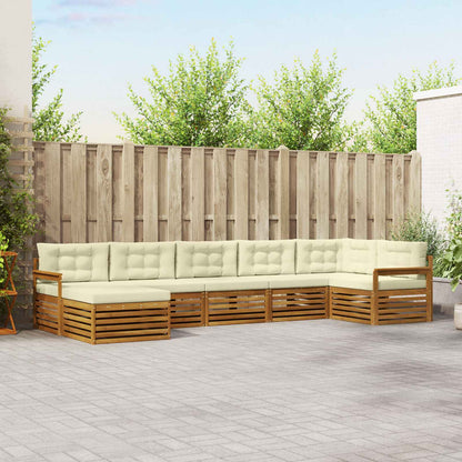 Set di divani da esterno con cuscino 7 pcs Naturale e Crema | homemem39