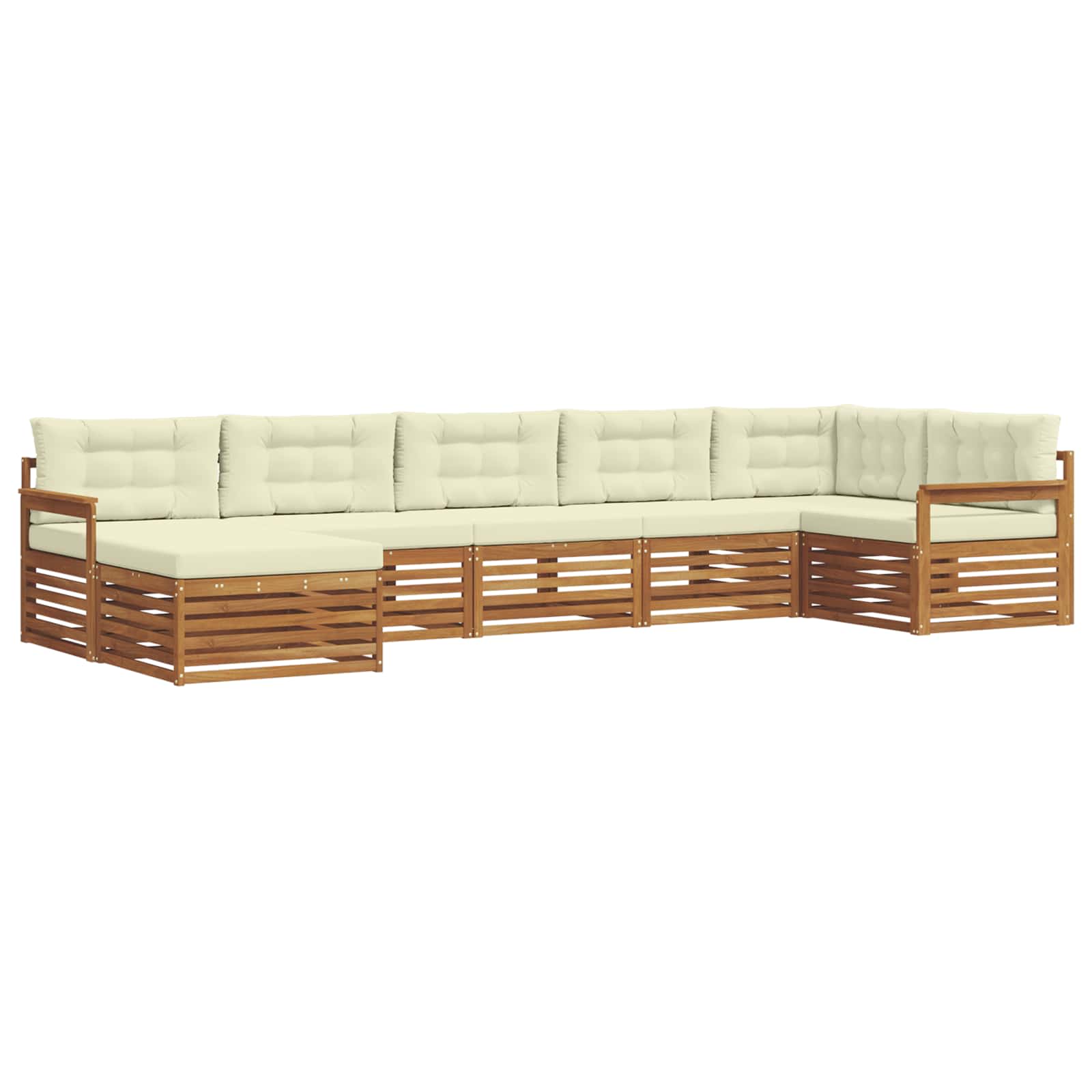 Set di divani da esterno con cuscino 7 pcs Naturale e Crema | homemem39