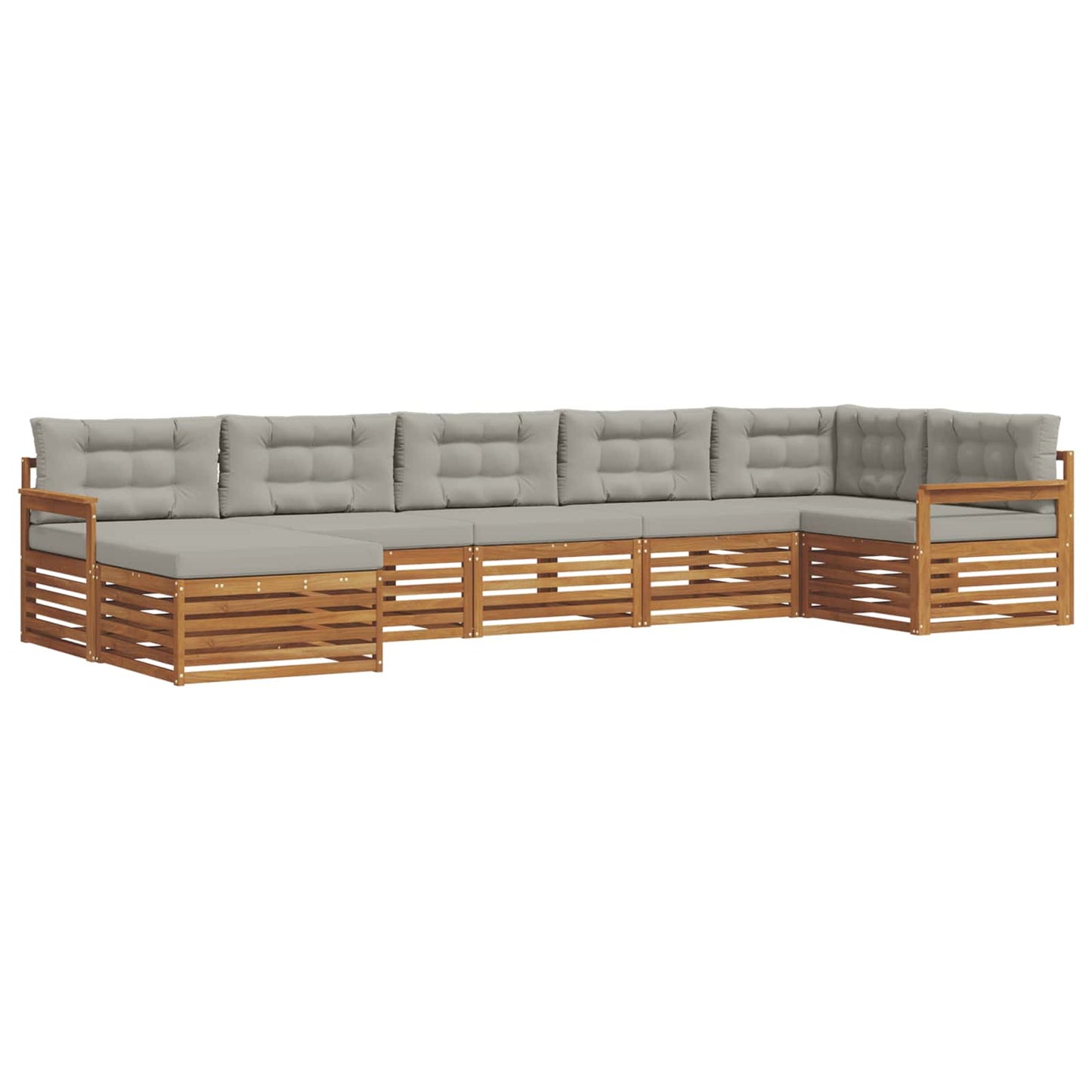 Set di divani da esterno 7 pcs Grigio Naturale e Chiaro | homemem39