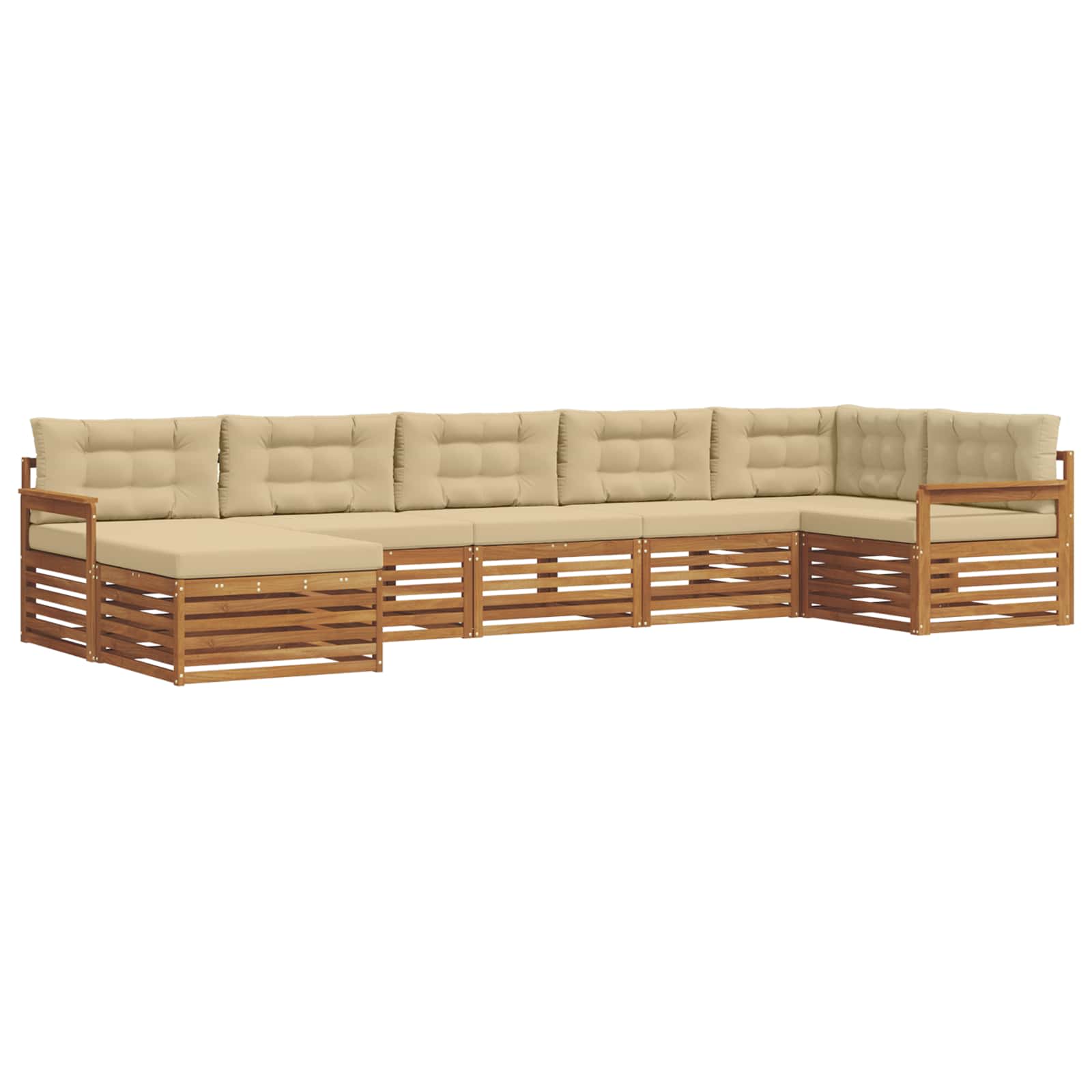 Set di divani da esterno con cuscino 7 pcs Naturale e Beige | homemem39