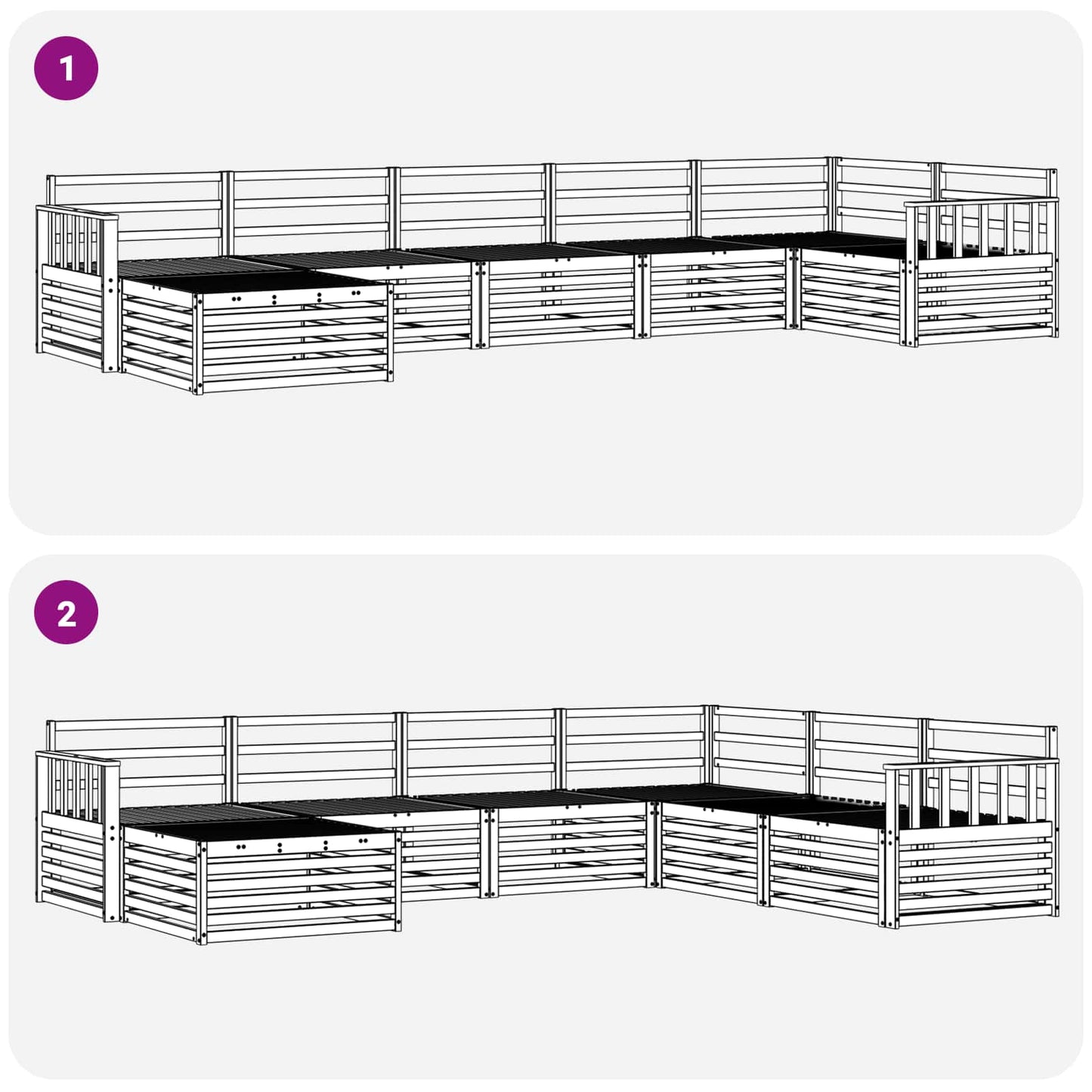 Set di divani da esterno 7 pcs Naturale | homemem39