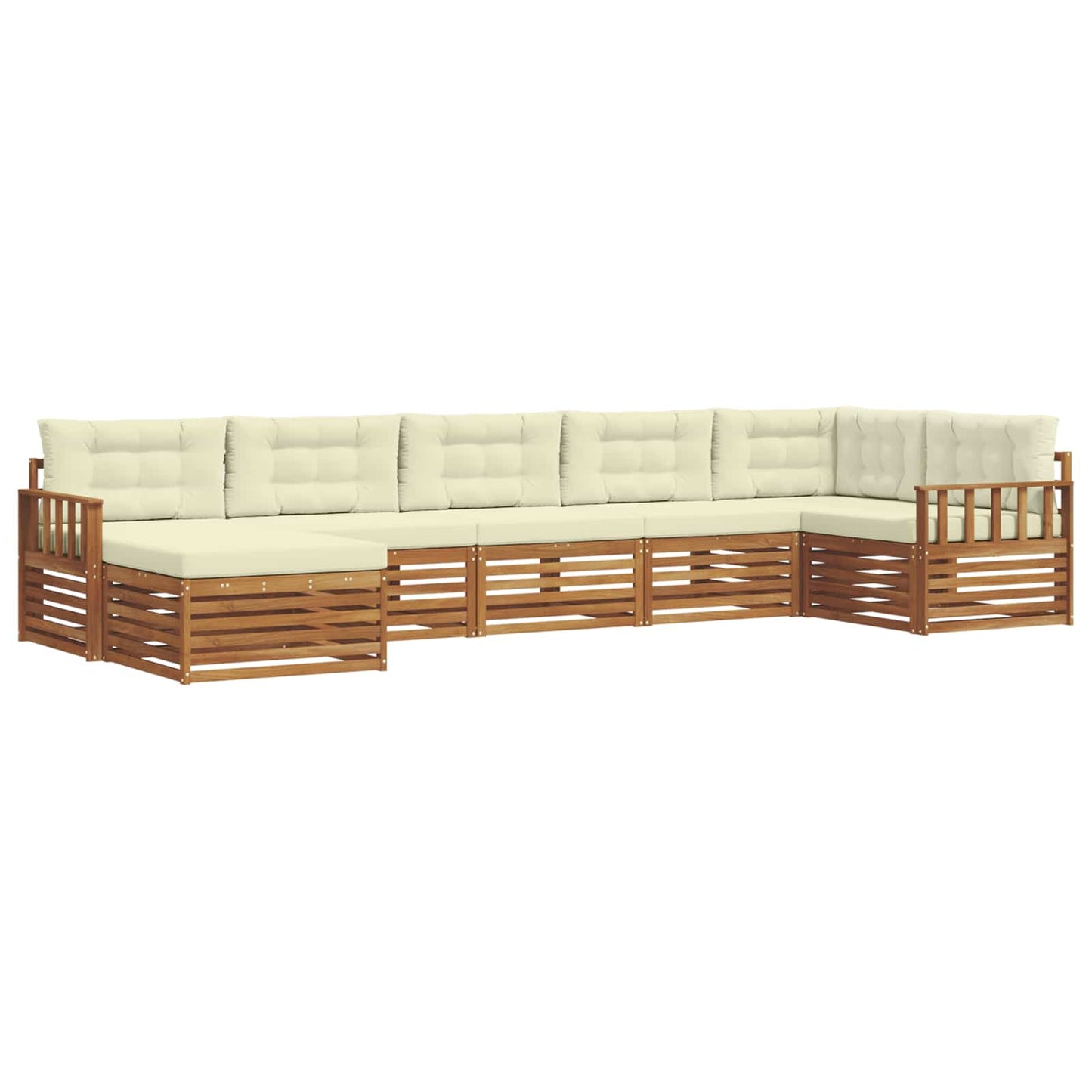 Set di divani da esterno con cuscino 7 pcs Naturale e Crema | homemem39