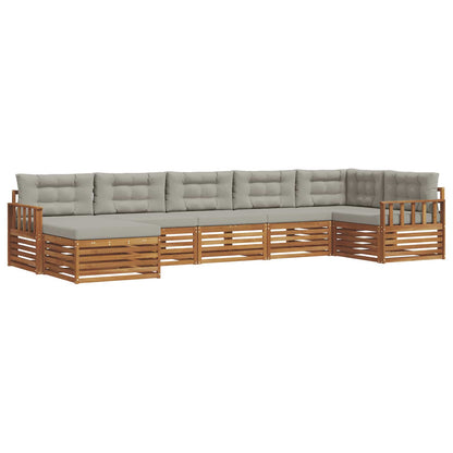 Set di divani da esterno 7 pcs Grigio Naturale e Chiaro | homemem39
