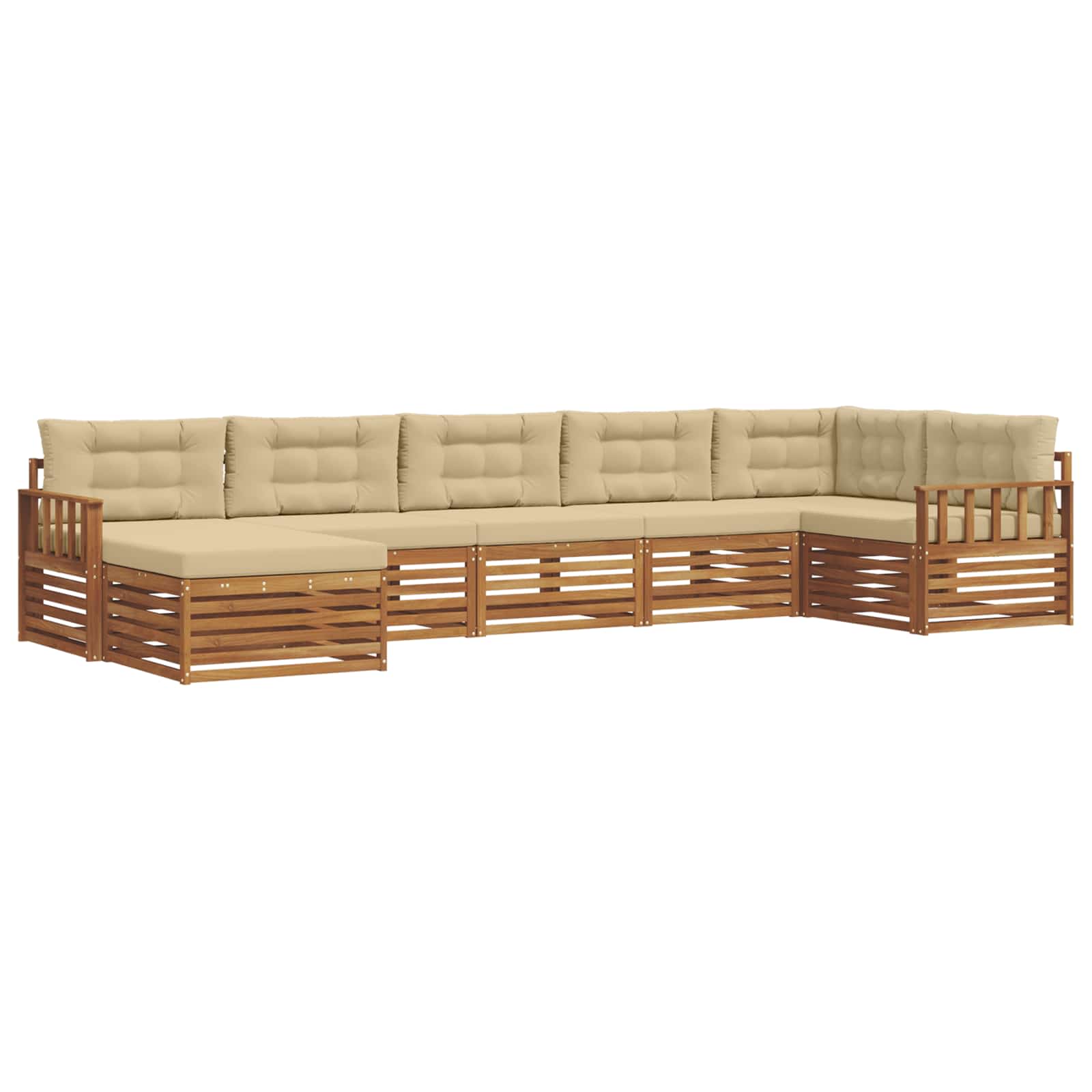 Set di divani da esterno con cuscino 7 pcs Naturale e Beige | homemem39