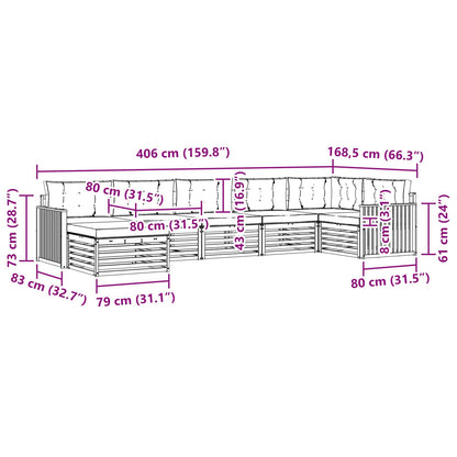 Set di divani da esterno con cuscino 7 pcs Naturale e Crema | homemem39
