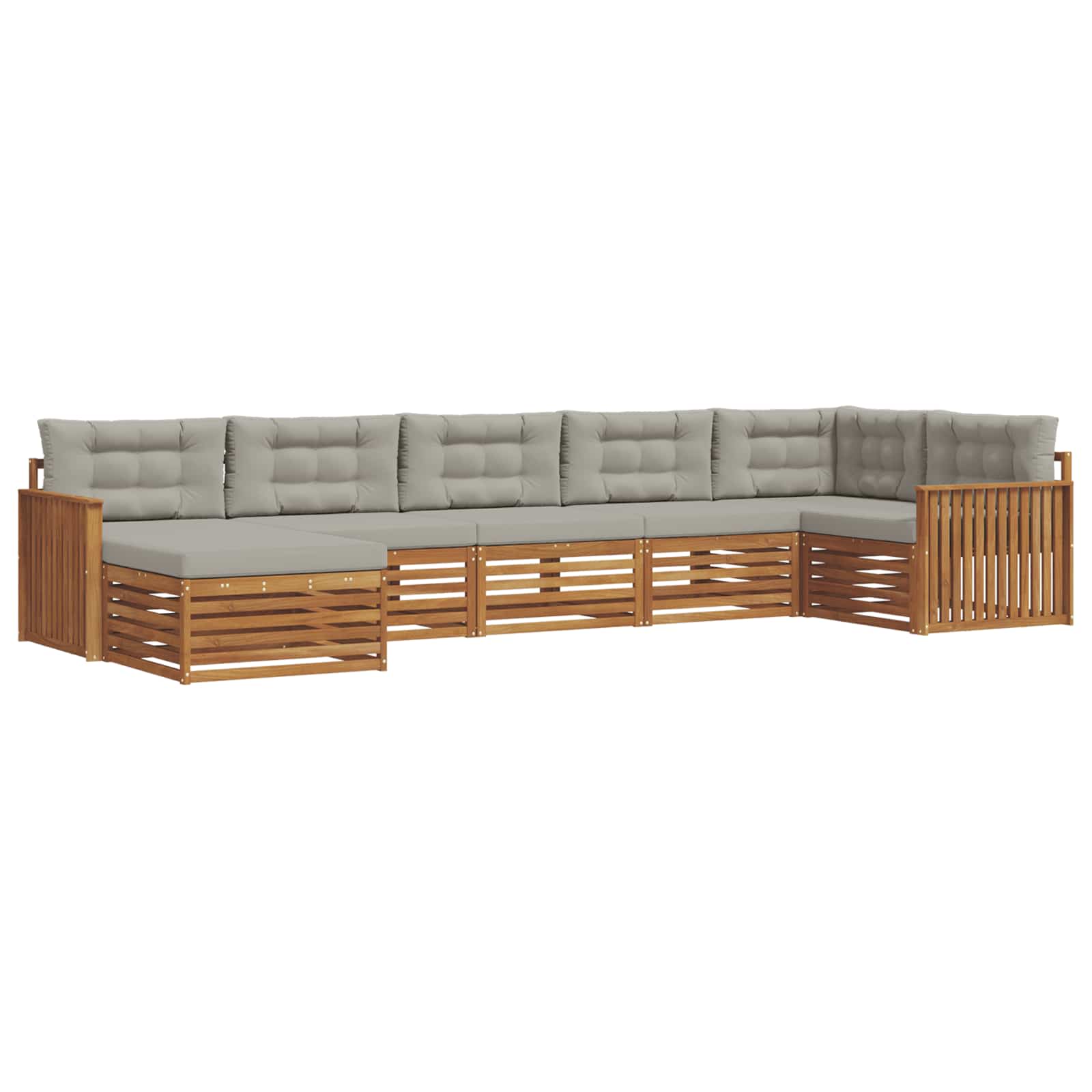Set di divani da esterno 7 pcs Grigio Naturale e Chiaro | homemem39