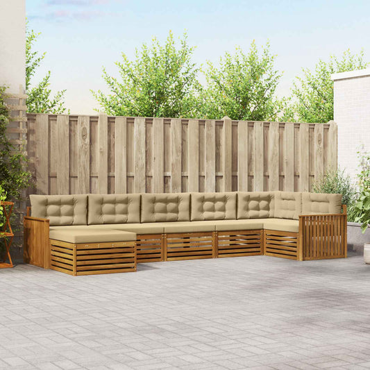 Set di divani da esterno con cuscino 7 pcs Naturale e Beige | homemem39
