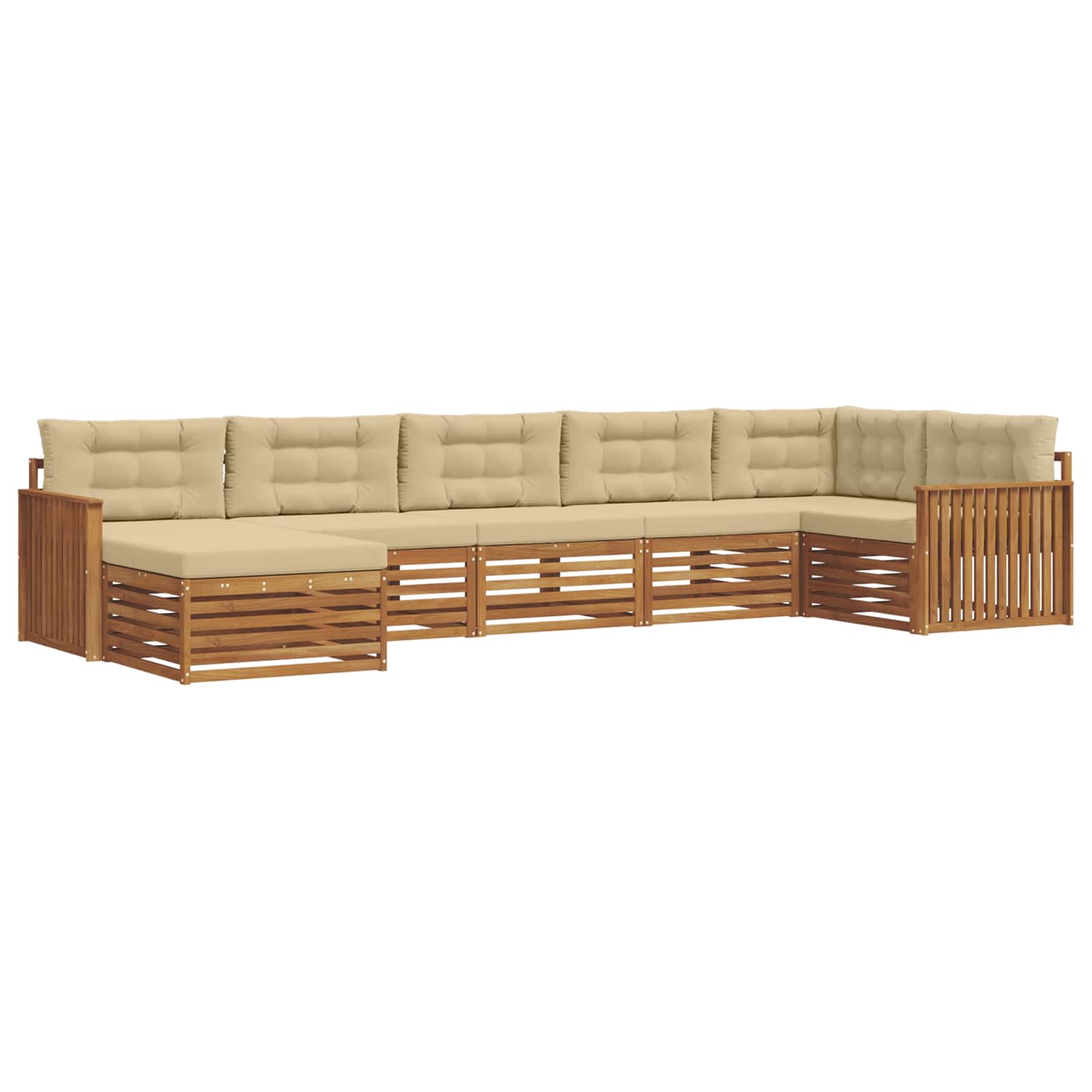 Set di divani da esterno con cuscino 7 pcs Naturale e Beige | homemem39
