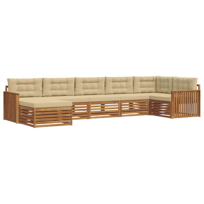 Set di divani da esterno con cuscino 7 pcs Naturale e Beige | homemem39