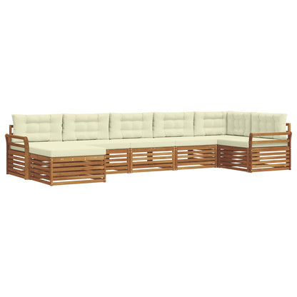 Set di divani da esterno con cuscino 7 pcs Naturale e Crema