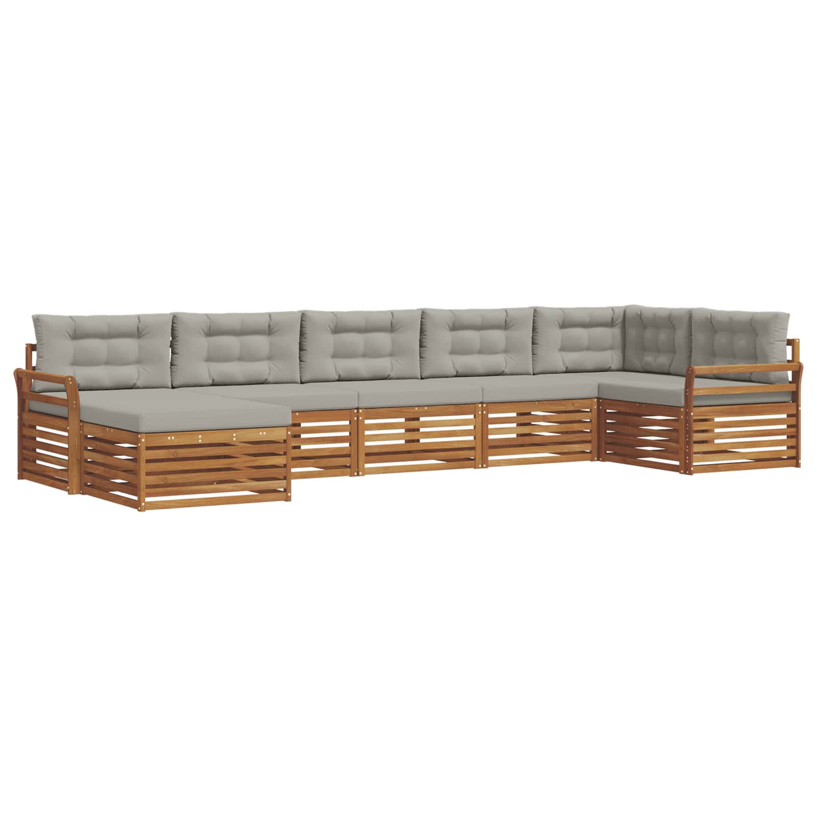 Set di divani da esterno 7 pcs Grigio Naturale e Chiaro | homemem39